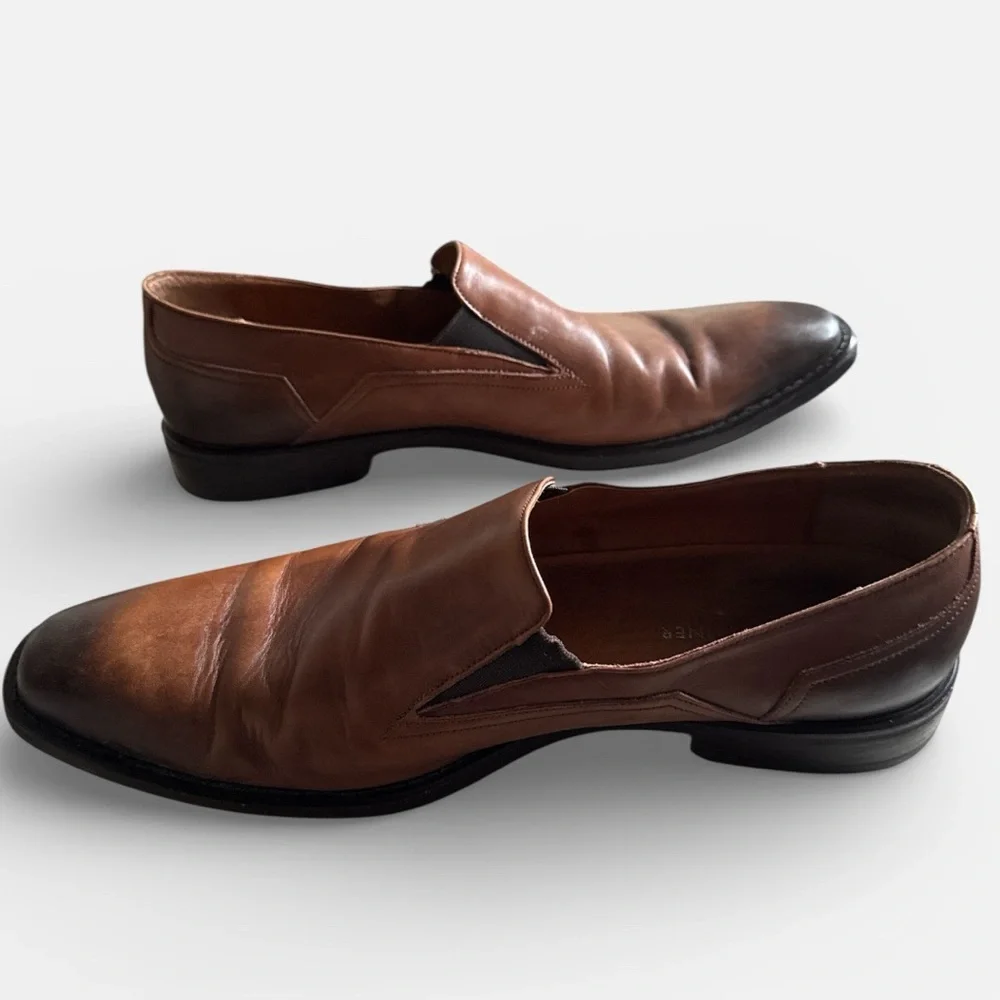 Donald J. Pliner Broy Brown Leather Men's‎ Shoes slip on loafers Sz 9 1/2 - Picture 5 of 11